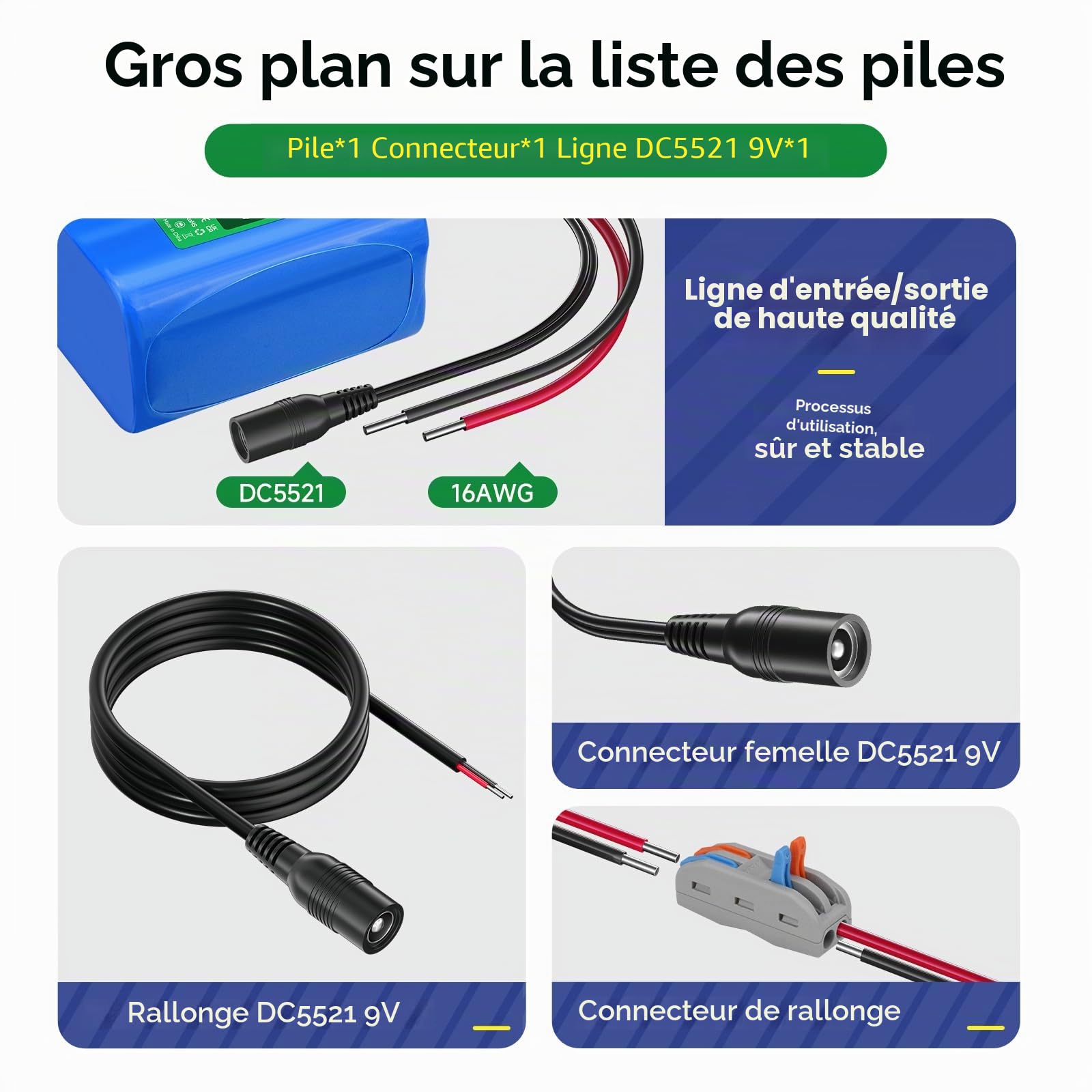 CITYORK Batterie lithium-ion rechargeable 12 V CC 5600 mAh pour caméras de vidéosurveillance, caméscopes, lecteurs MP3, bandes LED et plus encore