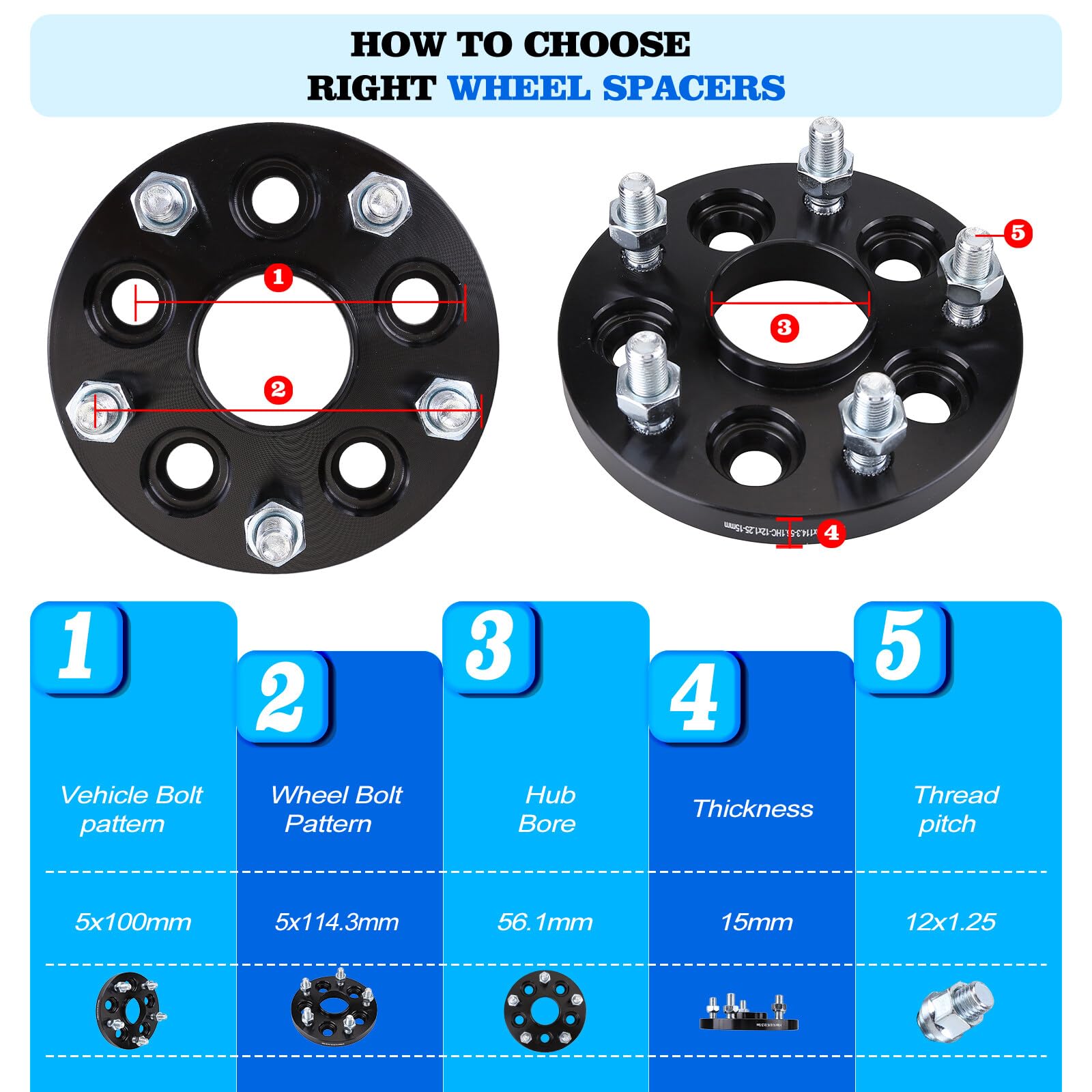 Bolt Pattern Converter 5x4.5 Pair Of 15mm 5x100 To 5x114.3 Wheel ...