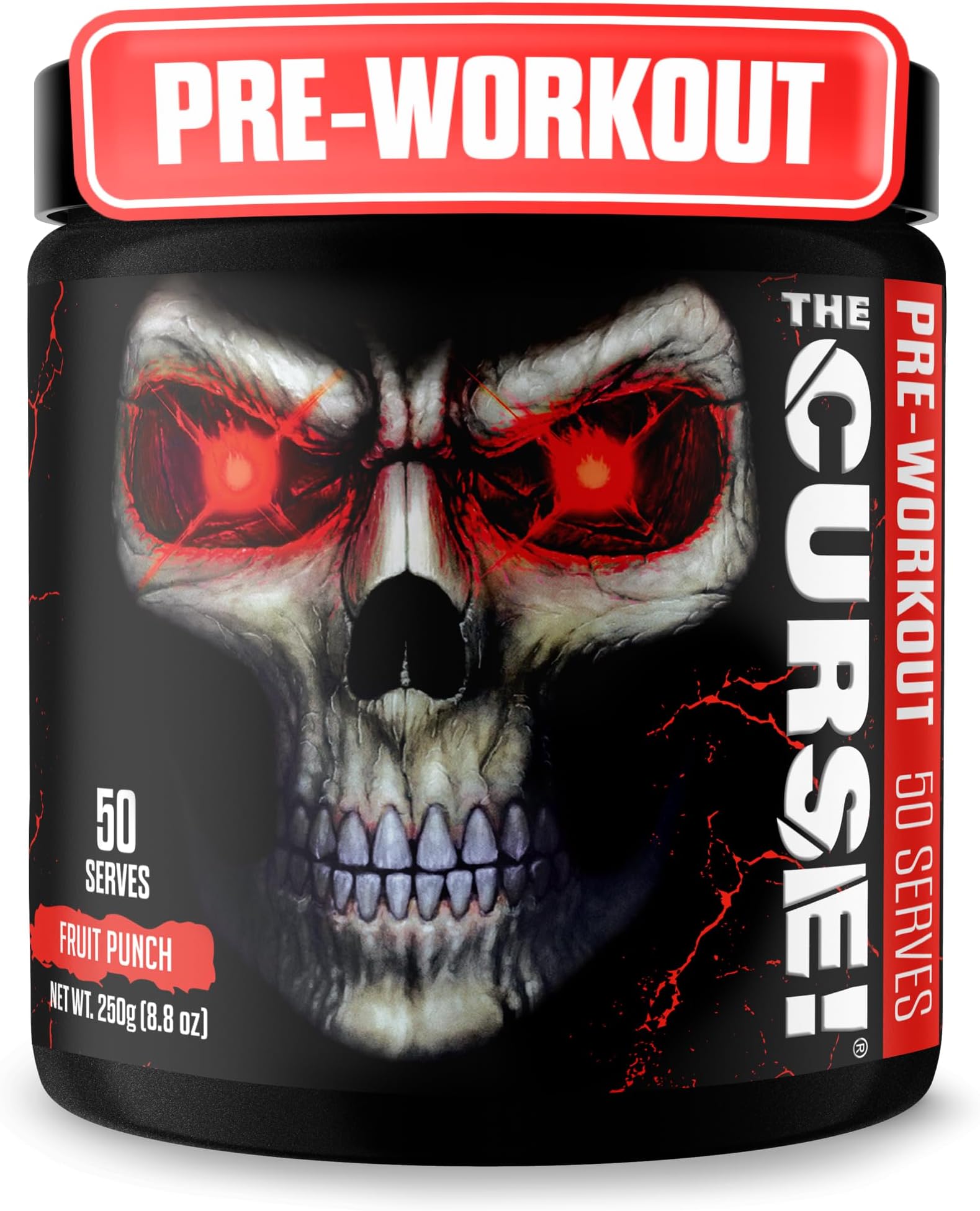 JNX Sports The Curse! Pre Workout Supplement - Intense Energy & Focus, Instant Strength Gains, Enhanced Blood Flow - Nitric Oxide Booster with Creatine & Caffeine - Men & Women | Fruit Punch | 50 Srv