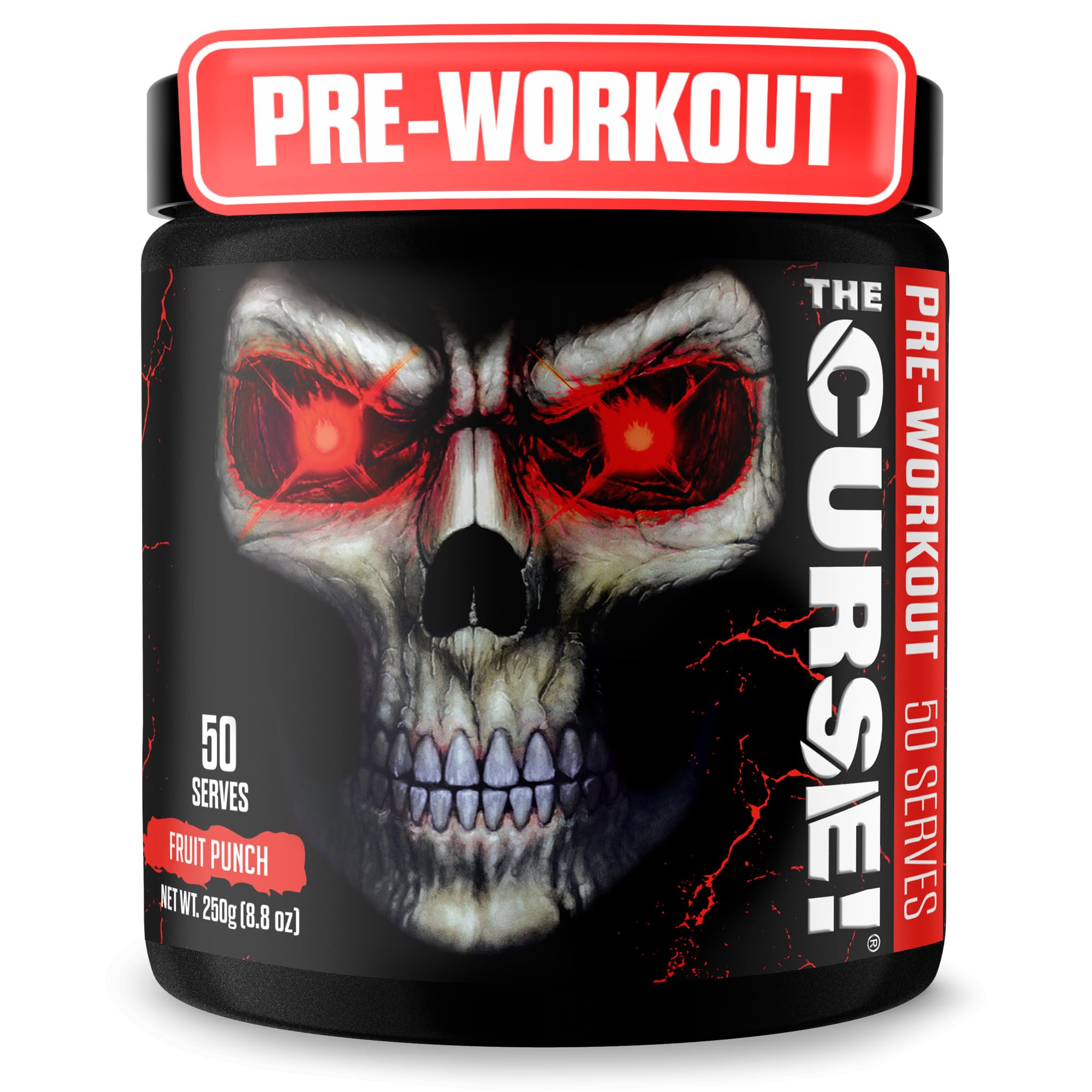 JNX Sports The Curse! Pre Workout Supplement - Intense Energy & Focus, Instant Strength Gains, Enhanced Blood Flow - Nitric Oxide Booster with Creatine & Caffeine - Men & Women | Fruit Punch | 50 Srv