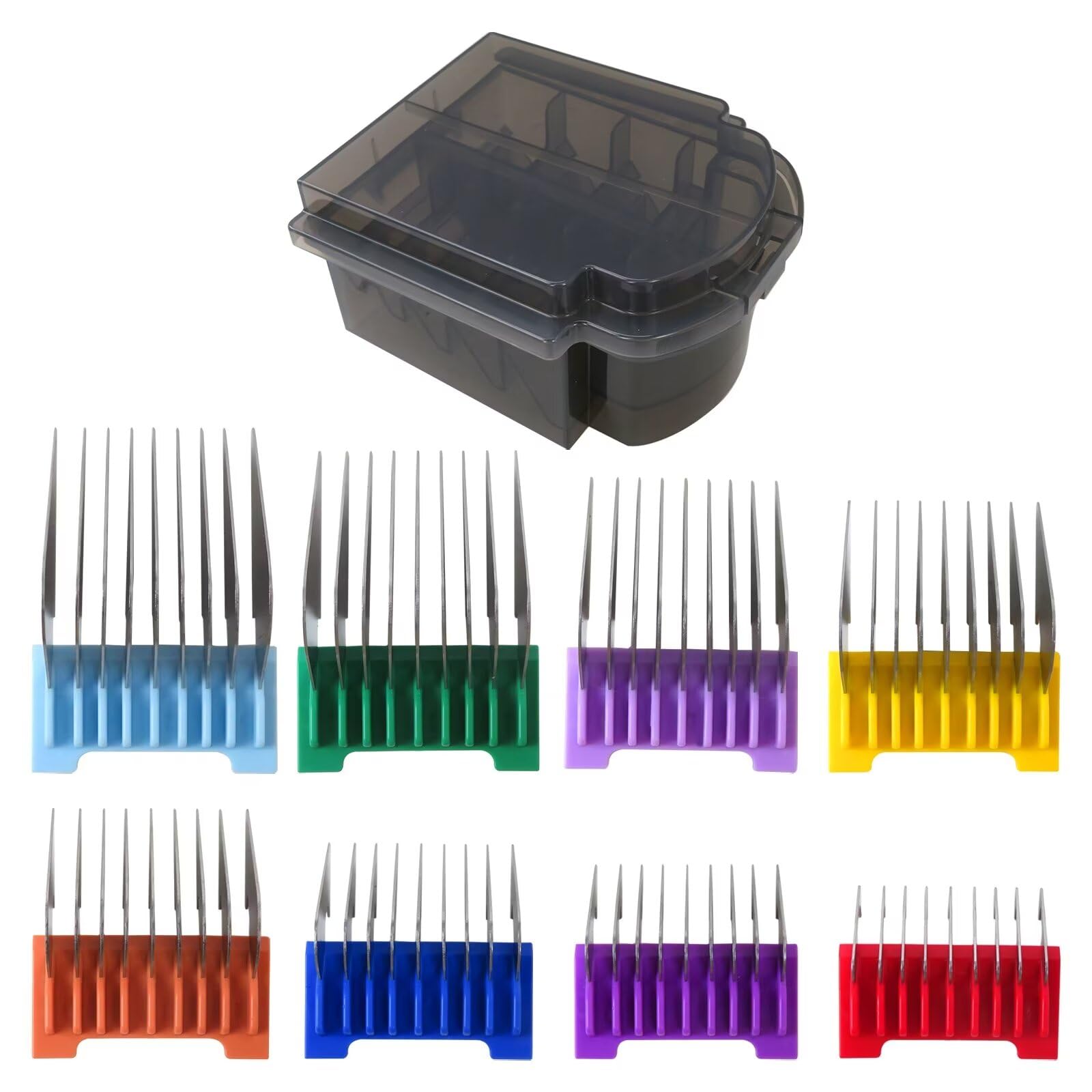 HaeKap 2024 Update Animal Stainless Steel 8 Color Guide Comb Set for W-AHL Bravura Arco Chromado Figura Guards Clipper(Cutting Length 3mm-25mm)