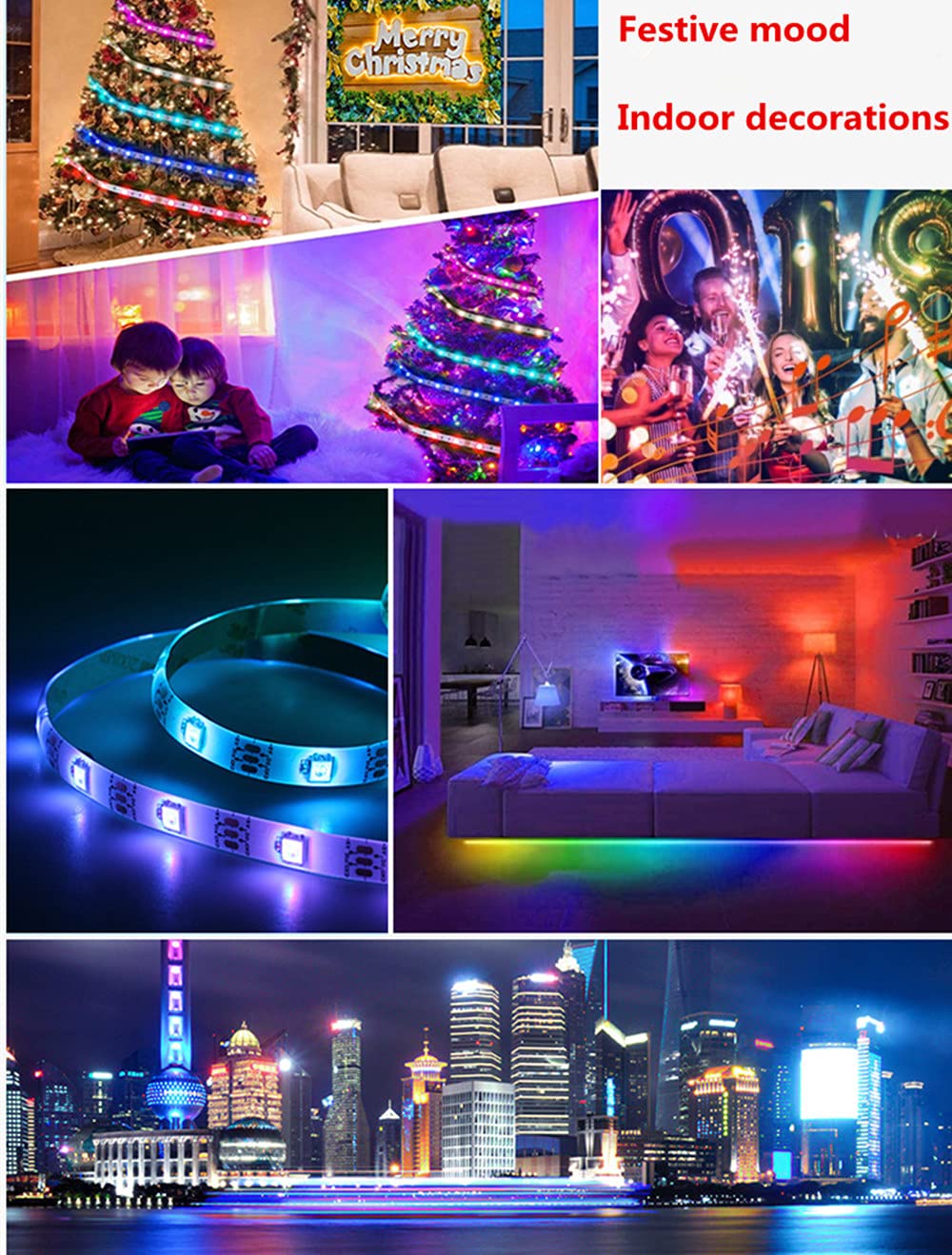 Nastro Led Blutooth Striscia Led 5050 RGB Luce Led Dimmerabile con Telecomando Nastro Autoadesivo Ghirlanda Luminosa Controllata da APP Smartphone Sincronizzare con Battita Musica (15M)