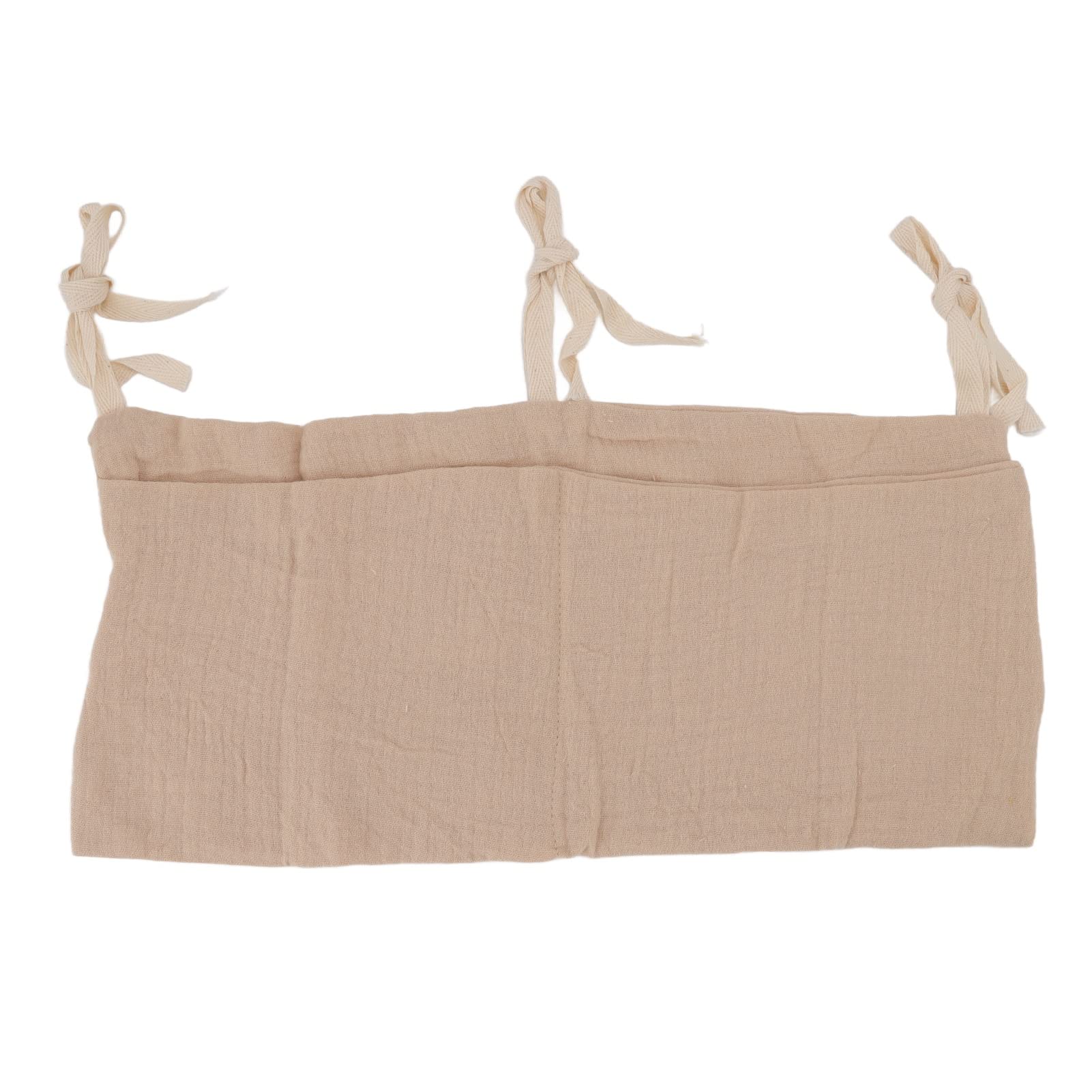 Generic Diaper Caddy, Pure Cotton Cloth Baby Bedside Hanging Storage Bag Diaper Stacker Crib Organizer Hanging For Crib 2 Pockets Adjustable Strap Organizer for Baby Cribs and Toys (Khaki)