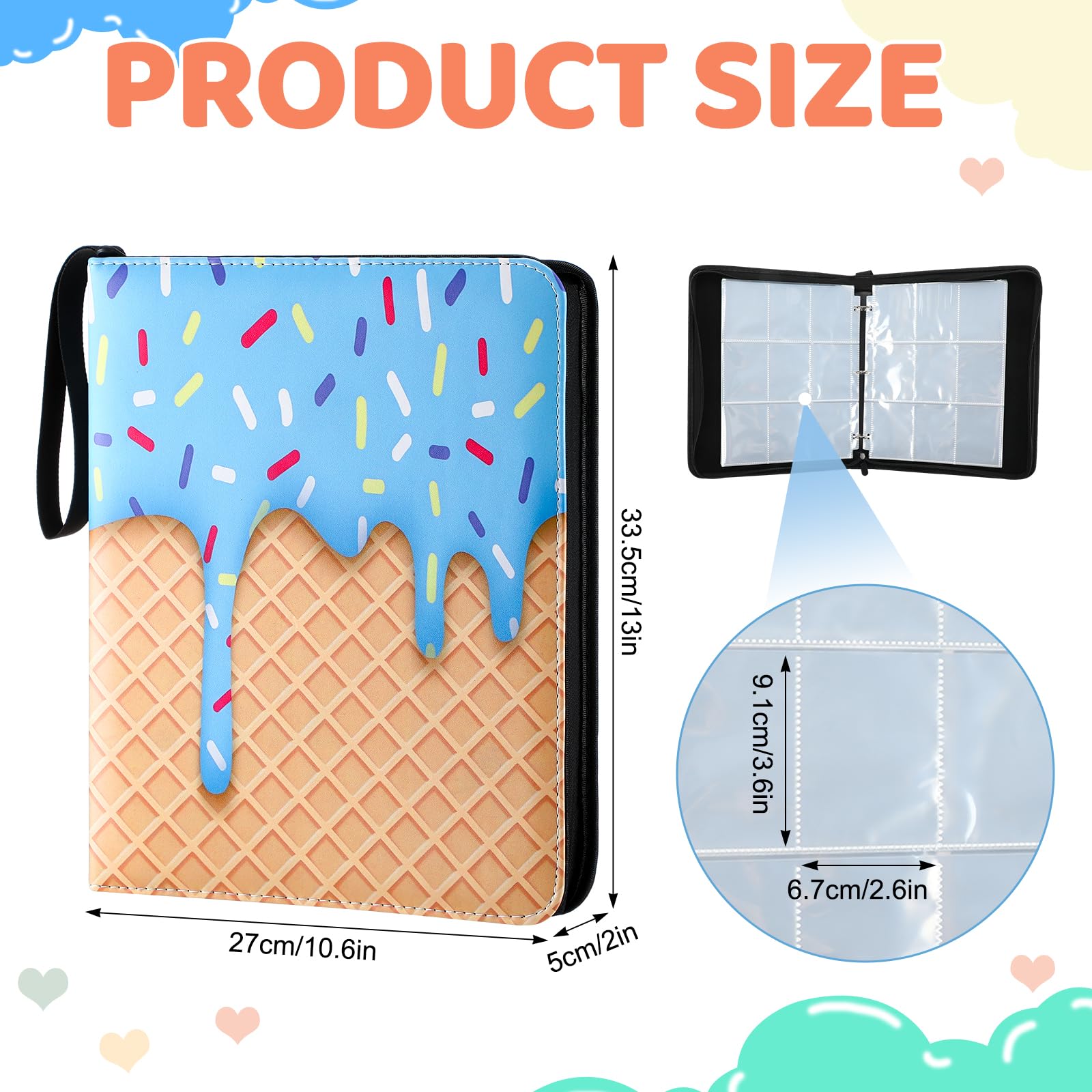 Ice Cream Drip Baseball segregator na karty kolekcjonerskie przenośny kolekcjonerski etui na album baseballowy dla chłopców sportowe materiały do gier (lody, niebieski, kieszeń 900)