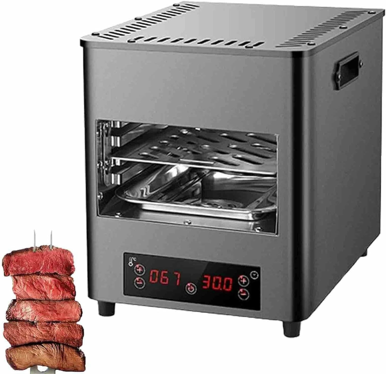 FHRKA Electric Steak Grill, 1700w/3400W Electric Steak Broiler, Time and Temperature Adjustable,Maximum Temperature 800℃ (A)