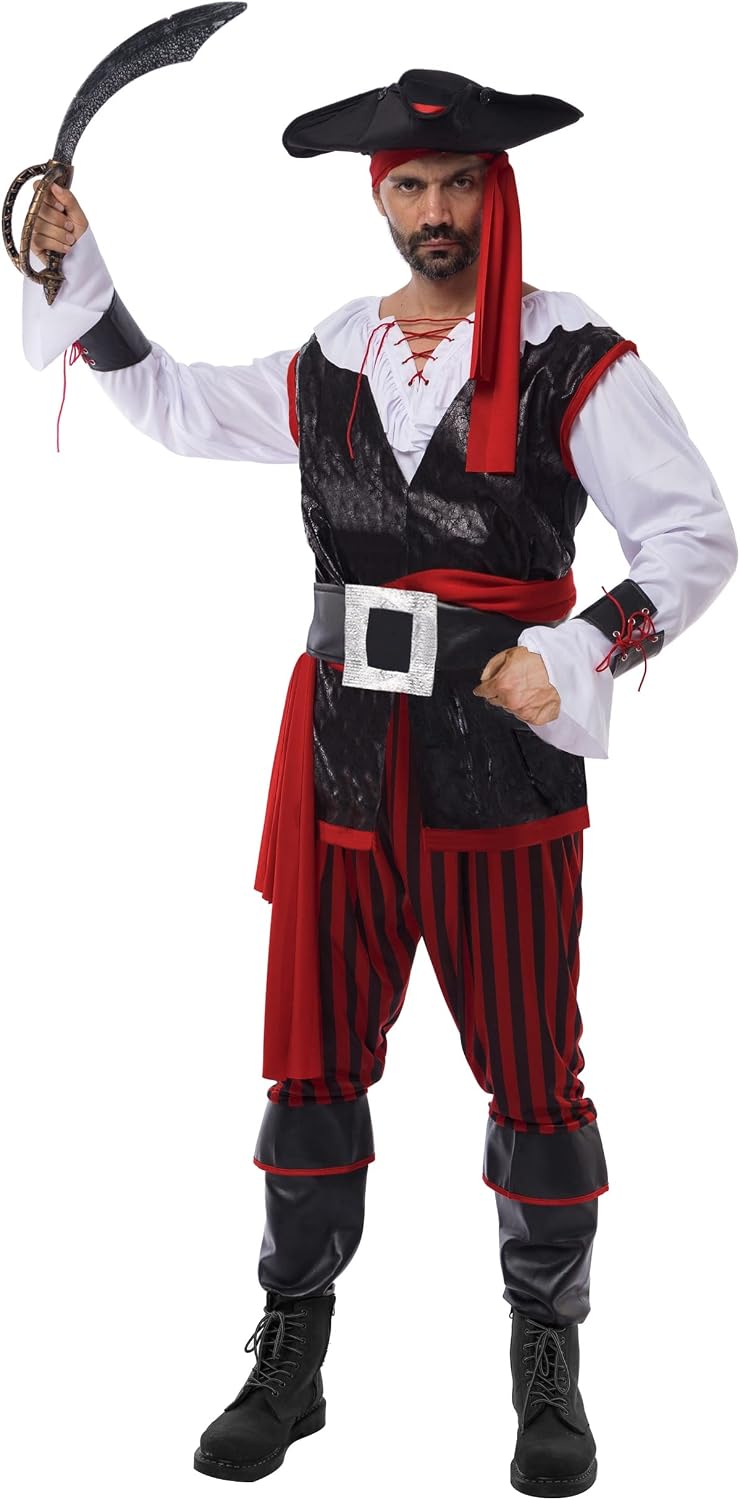 Spooktacular Creations Pirate Costume Men’s Plundering Sea Captain Adult Set for Halloween Dress Up Party