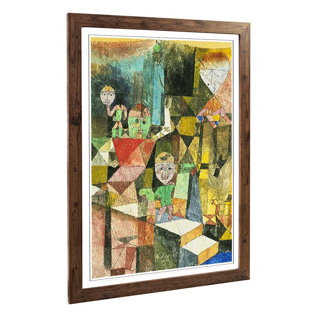Big Box Art Framed Print of Paul Klee Introducing The Miracle Design | Wall Art Picture | Home Decor for Kitchen, Living Room, Bedroom, Hallway, Walnut, A2 / 24.5x18 Inch / 62x45cm