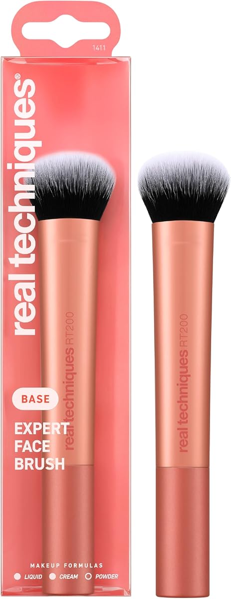 Cepillo facial experto para base de maquillaje, cepillo de maquillaje facial denso | Cepillo de base de maquillaje suave y denso para base de maquillaje líquida y en crema, cerdas suaves, seguro para pieles sensibles, sin crueldad