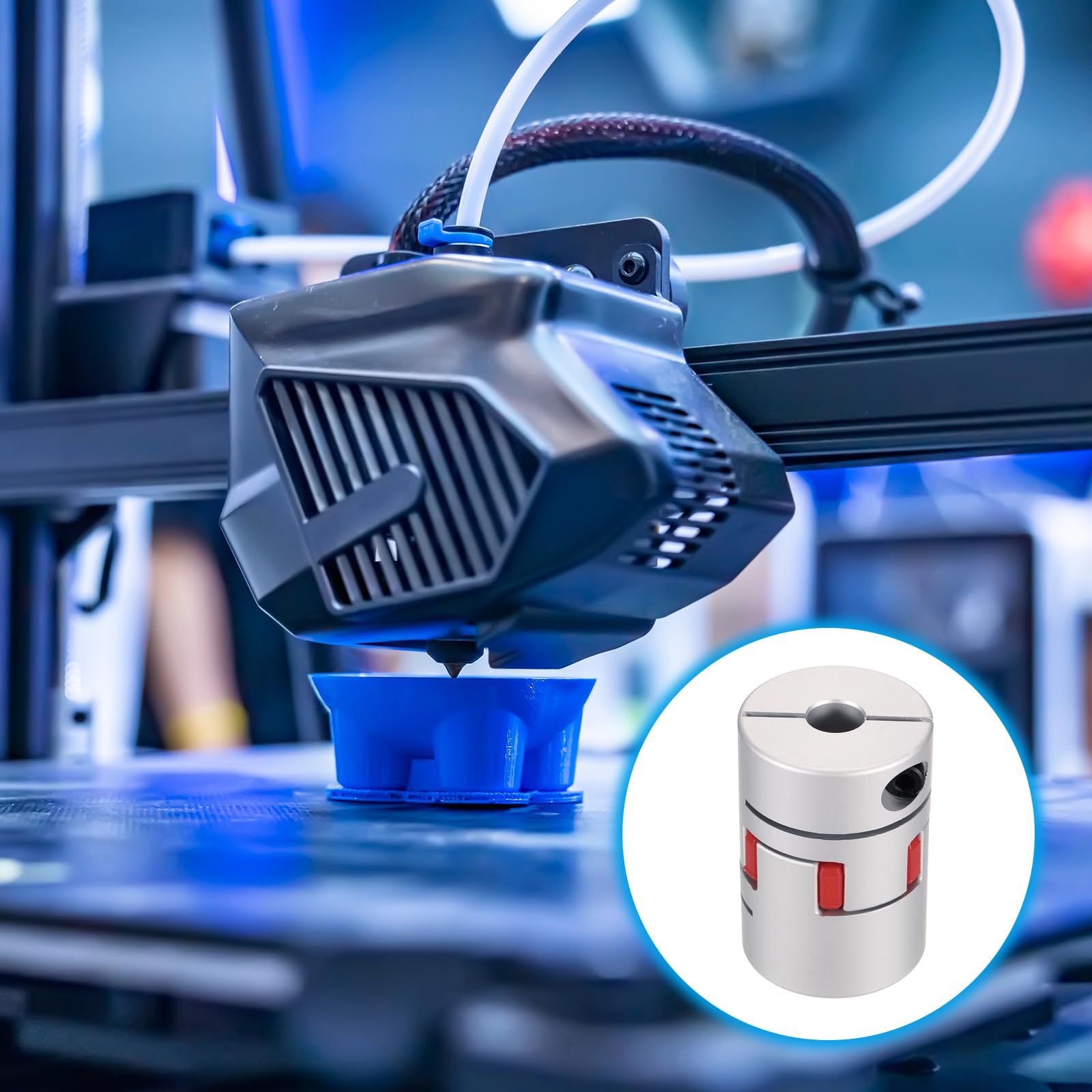 sourcing map Aluminiumwellenkupplung, 10 mm auf 12,7 mm, flexible Spinnenkupplung, L50 mm x D35 mm, Kupplungsbacke, Spinnen-Wellen-Gelenkverbinder für 3D-Drucker, DIY-Encoder CNC-Fräsmaschine