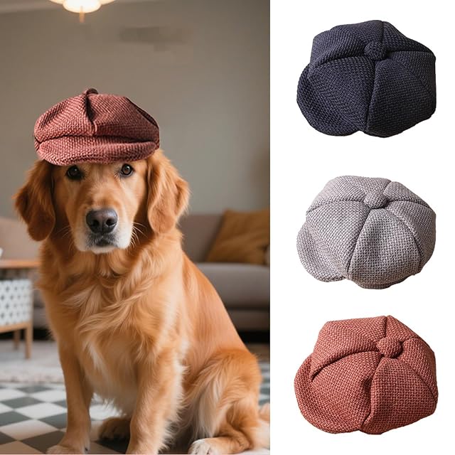 Foto 2 de 8 de Gorro de boina para mascotas para perros y gatos, clásico, suave, transpirable, ajustable