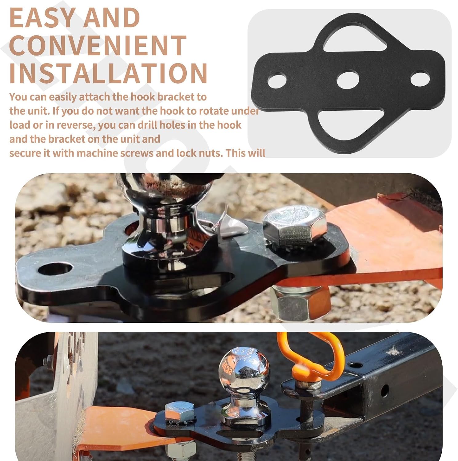 3-Way Trailer Hitch Adapter Steel Hitch Mount with Bolt for ATV Lawn Mower/Golf Cart/Flat Towing Tow Ball Mount, w/3/4 Shaft, 5/8" Trailer Ball Pin, Can Support Up to 3000 Lbs Pulling Strength