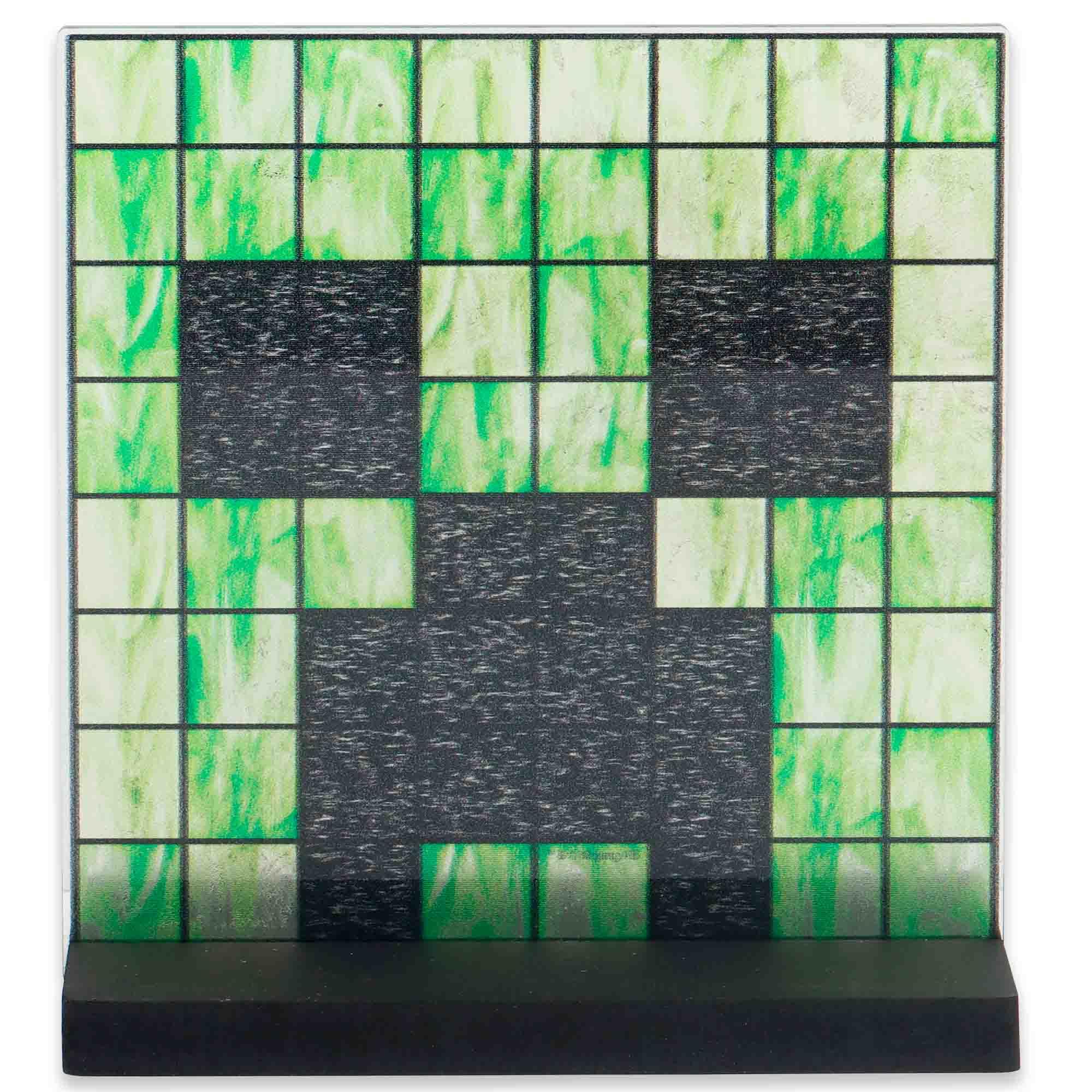 Open Road Brands Green Minecraft Creeper Acrylic Tabletop Display - Fun Creeper Pixel Face Decoration For Desk Or Shelf