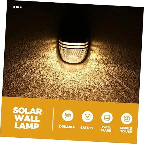 Miniatura 6 de GALPADA Lámpara de pared solar para jardín al aire libre, luz de valla de material plástico, ahorro de energía, iluminación solar para patio, patio,