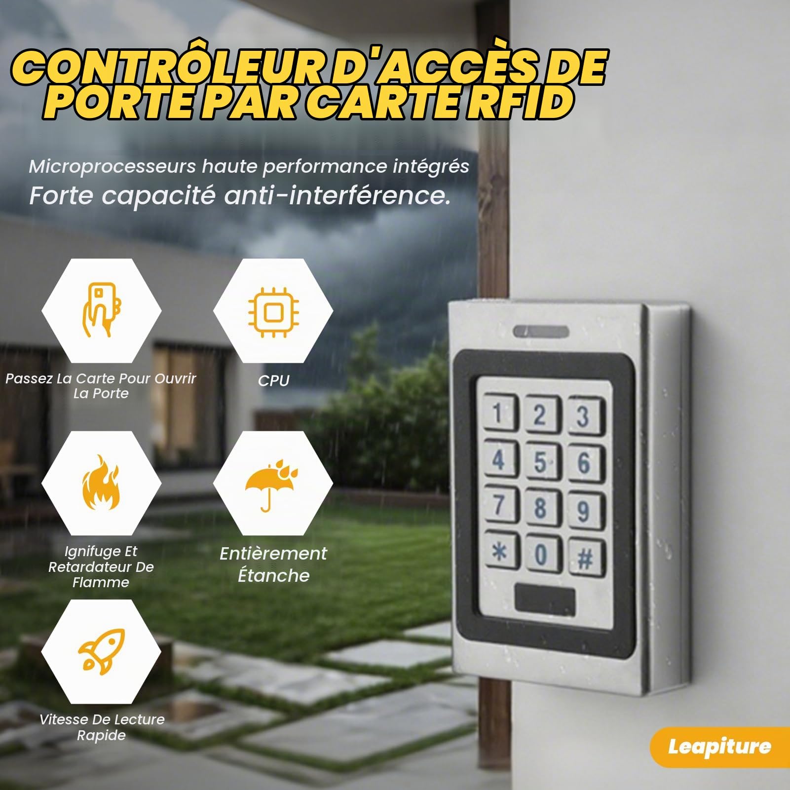 Contrôleur d'accès, clavier de porte étanche, clavier d'entrée sans clé, système de contrôle d'accès de sécurité, clavier intelligent ouvert de porte avec alarme de démontage