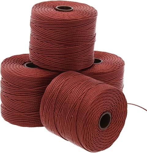 The Beadsmith S-Lon #18 - Cordón color Sienna - Tubo de 4 carretes - 77 yardas - Ideal para atar cuentas de ganchillo y joyas de micro macramé -