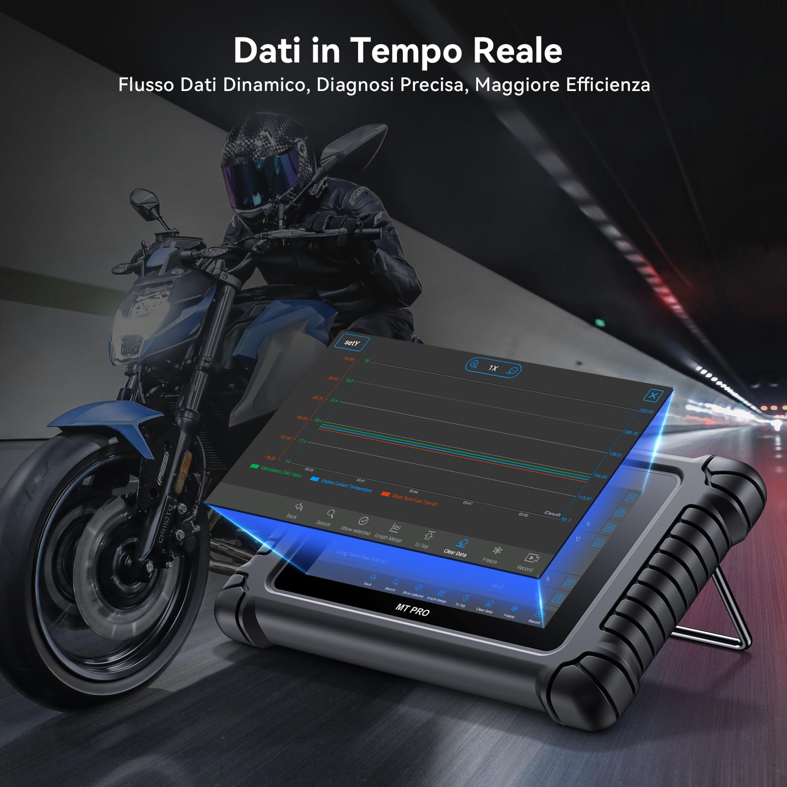 iCarsoft MT PRO Strumento Diagnostico Motociclette per Harley/BMW/Ducati/Honda ecc. Diagnostica Completa Sistemi Motocicletta, Reset Manutenzione + Test Attivi, Lettore Codici Touchscreen +Auto OBD2