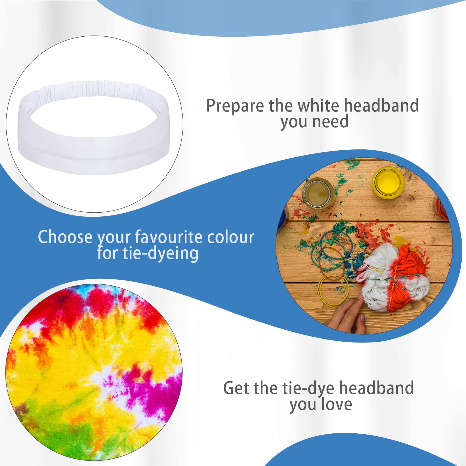 Lot of 24 Elastic Headbands- Cotton, tie dye, misc Tie-Dye Headbands | Lightweight & Breathable main image 2