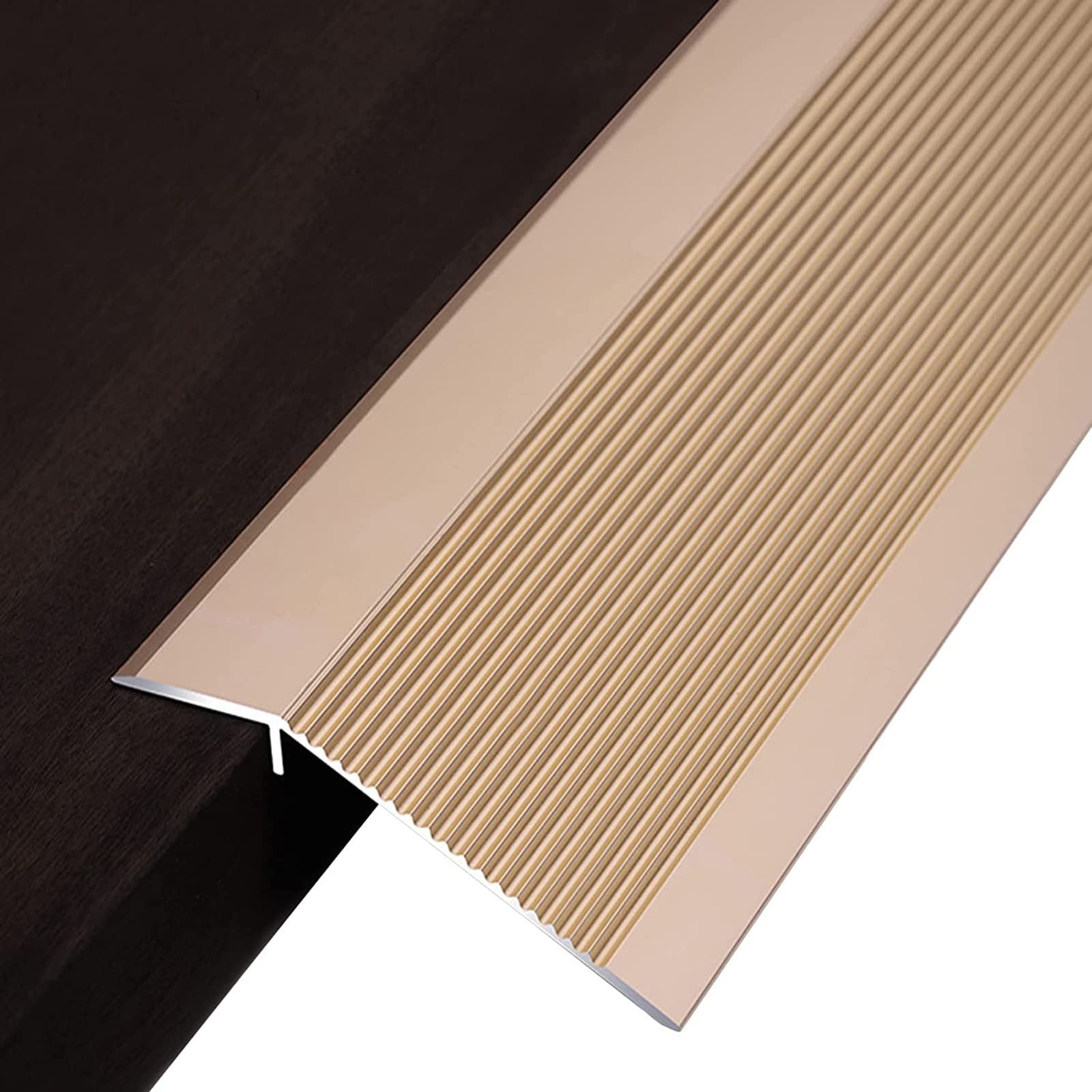Remys Gold 4 Inch Wide Doorways Threshold Reducer,Floor Transition Strip Metal, Carpet & Floor Edging Trim Strip, Floor Divider Bar Wood To Tile, Easy To Install(,Long 90Cm/35.4In)