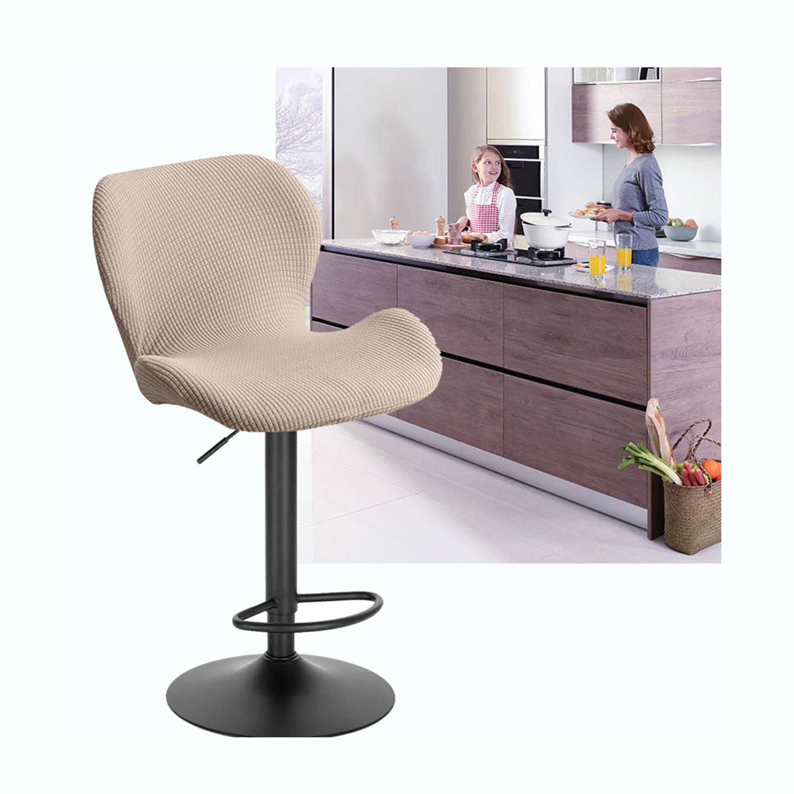 XGANGM Stretch Bar Stool Chair Slipcover Set of 2/4/6 Low Back Bar Chair Covers Modern Curved Kitchen Dinning Room Swivel Chair Covers Protector for Office Dining Chair,camel,6pcs
