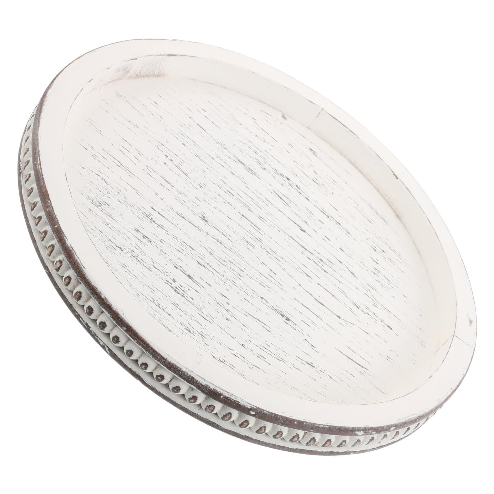 Genérico bandeja decorativa bandeja de mostrador redonda de density board beige estilo rústico para centro de mesa y decoración del hogar