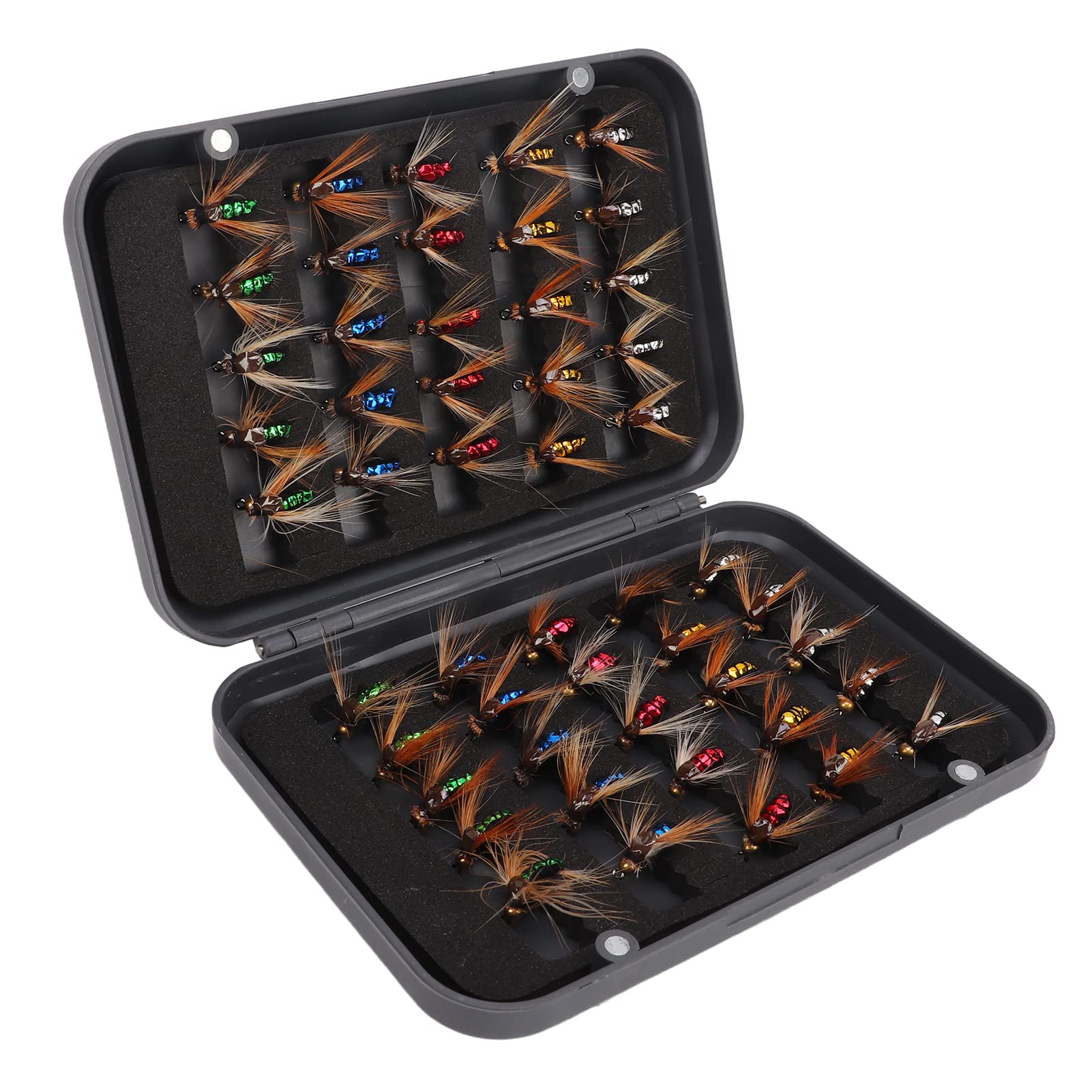 OUKENS 50pcs Fly Fishing Bait, Professional High Carbon Steel Hook Fly Fishing Lures Kit with Storage Box,Fishing Fly Assortment Kit Trout Fishing Lures