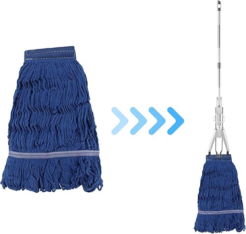 Miniatura 6 de LANIAKEA 4 cabezales de trapeador comercial, repuesto de cabezal de trapeador con extremo de bucle, cabezales industriales resistentes para uso