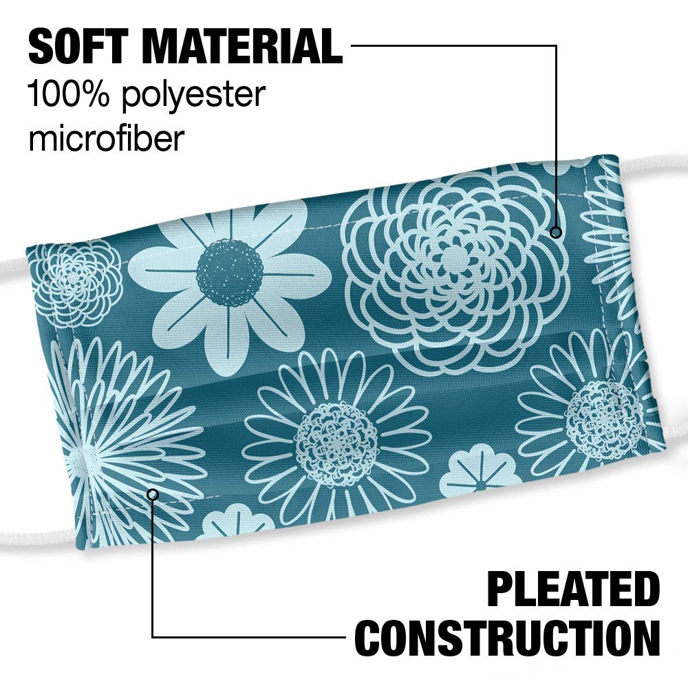 Popfunk Geometric Flower Pattern 1-Ply Reusable Face Mask Covering with Adjustable Nose Wire, Unisex