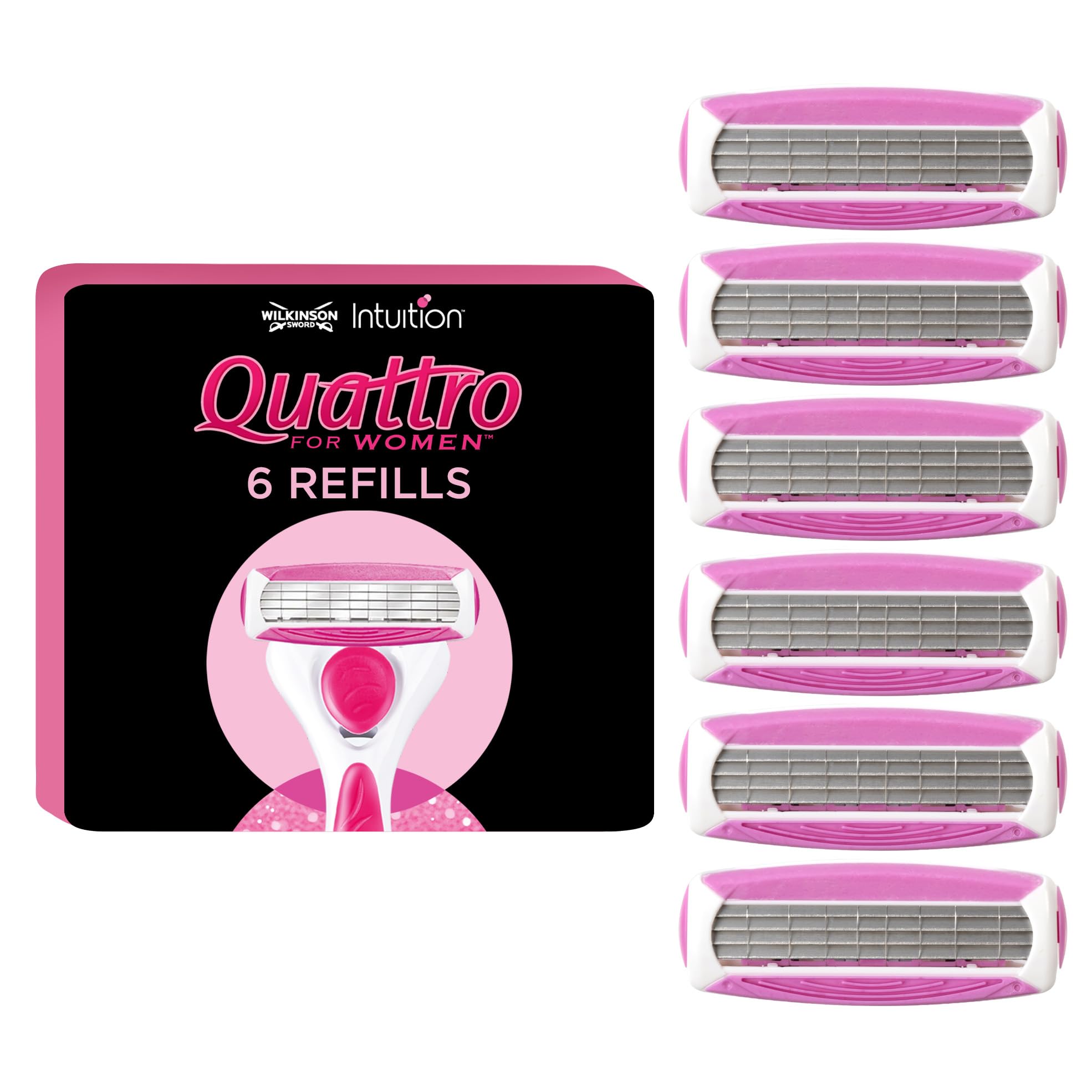 Wilkinson Sword - Quattro for Women | Smooth Glide | 6 x Razor Blade Refills