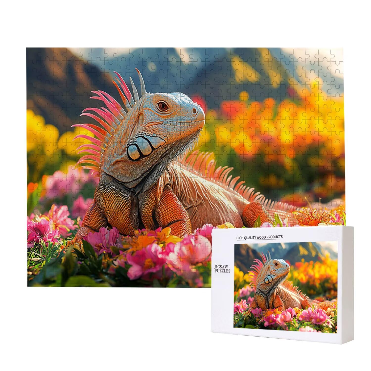 Puzzle 4000 elementów dla dorosłych puzzle dla dorosłych 4000 elementów puzzle wymagające i drażniące mózgi edukacja gra dla całości, prezenty dla mężczyzn, motyw puzzli: (kwiat jaszczurka) h-421