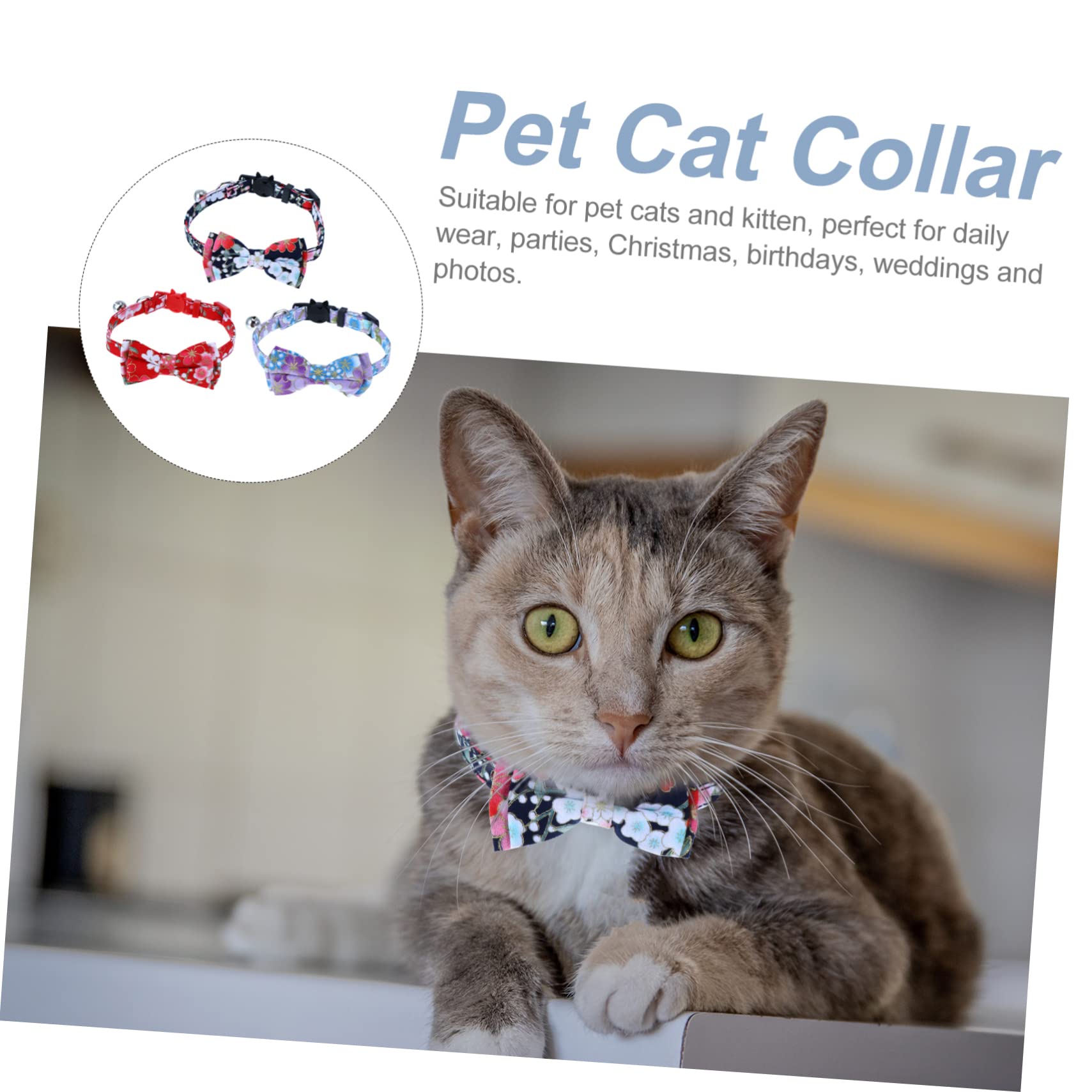 Toddmomy 9pièces Collier Réglable pour Chat avec Clochettes Et Nœud pour Animaux De Compagnie Ajustable Et Stylé