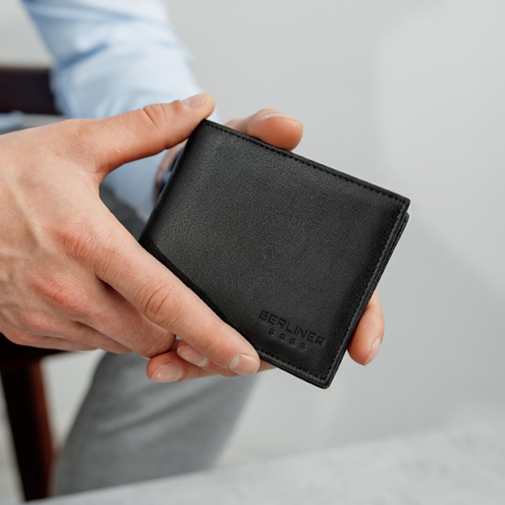 Berliner Bags Peter Cartera de Piel Auténtica Hombre con 8 Tarjetas y RFID
