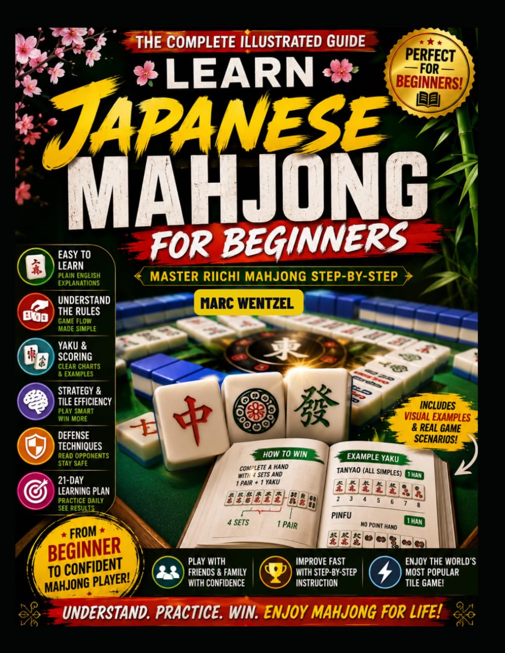 LEARN JAPANESE MAHJONG FOR ABSOLUTE BEGINNERS: Master Riichi Rules, Winning Hands, Yaku, Scoring, and Strategy Step by Step: A Beginner Friendly Guide to Learning Japanese Mahjong