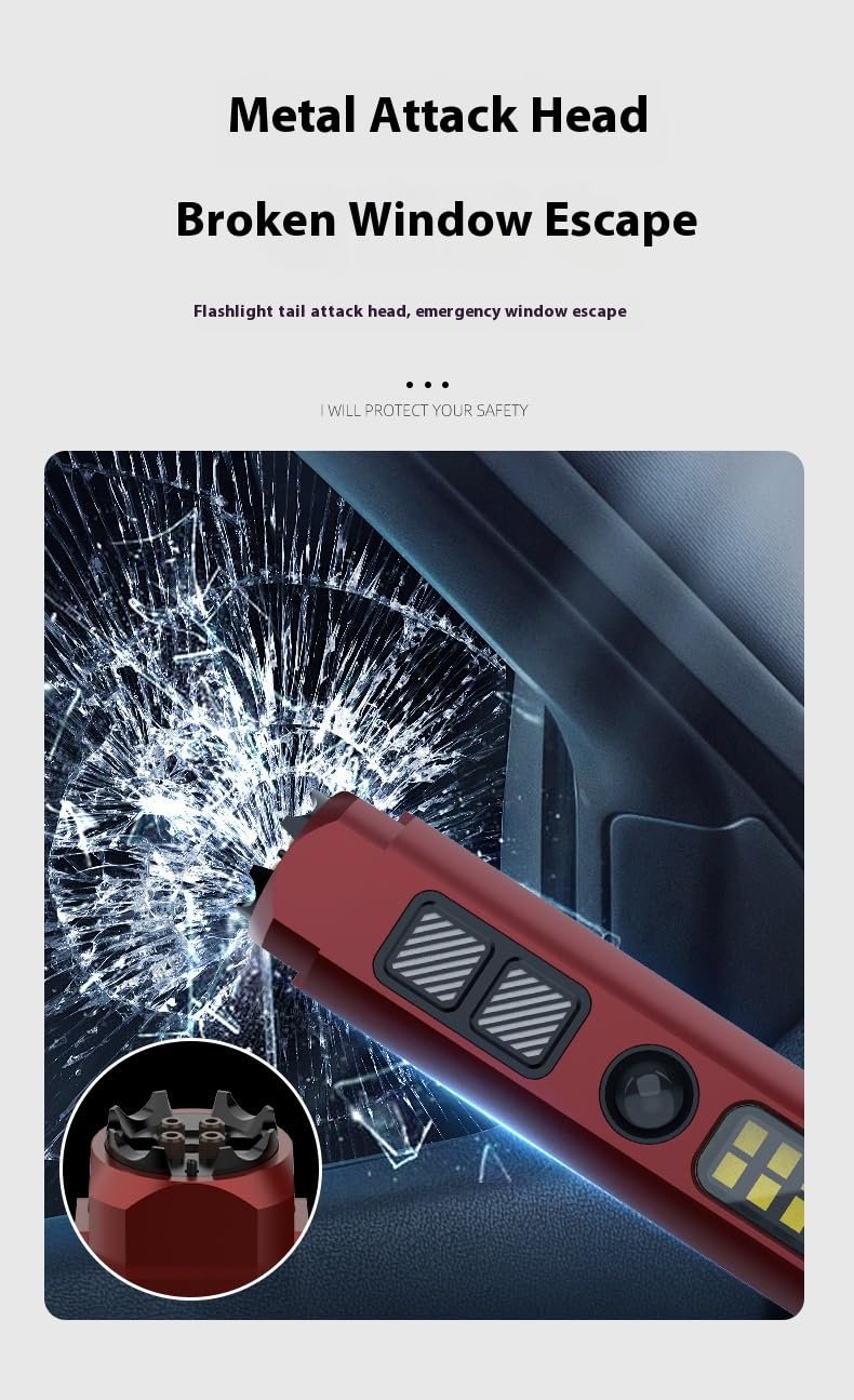 EDC Alarme de sécurité personnelle Lumière stroboscopique avec briquet à arc, alertes d'urgence 130 dB, détecteurs de caméra, lampe de poche, disjoncteur de fenêtre d'autodéfense pour femme, école