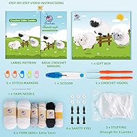 Vista 2 de Kit de ganchillo para principiantes, kit de inicio de ganchillo con tutoriales en video paso a paso, suministros de tejido de ganchillo Amigurumi