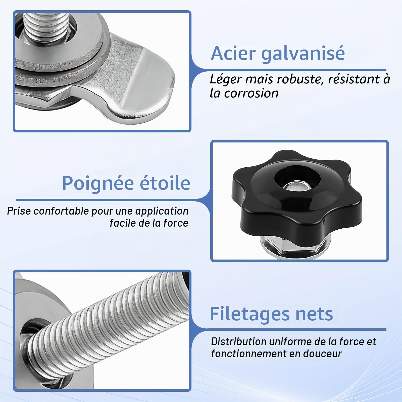 12 Pièces Connecteurs à Vis, M8 X 60mm Ferrures de Rechange Rail D'arrimage, Acier Galvanisé Ferrure D'extrémité Simples, 500 daN Fileté Accessoires de Fixation pour Rail en L