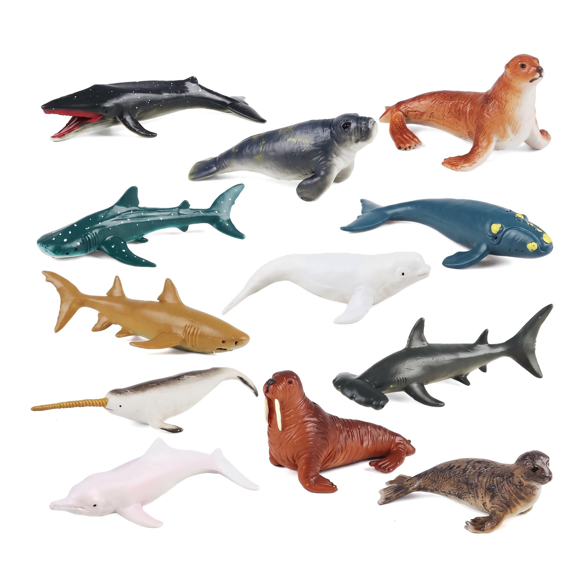 Comforso 12PCS Realistic Sea Animal Figures Plastic Sea Creatures Toys