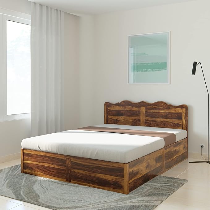 Amazon Brand Solimo Mehraab Queen Size Solid Sheesham Wood Bed with