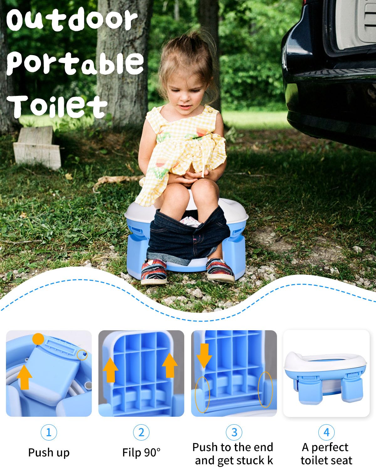 Pisuar Portatil Dzieci Składany 3 w 1,składana deska sedesowa Baby Potty, siedzisko treningowe,składana toaleta dla dzieci,do użytku wewnątrz i na podróż,z jednorazowymi wkładkami nocnikowymi