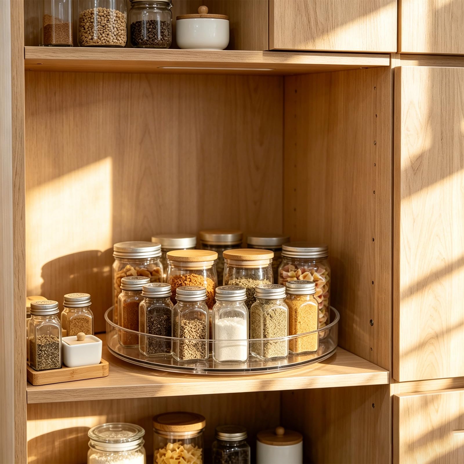 Lazy Susan - Organizador Giratorio Grande para Cocina, despensa, Armario, Mesa de Comedor, Nevera, encimera, tocador, contenedor Giratorio de Almacenamiento de Alimentos para Especias, condimentos
