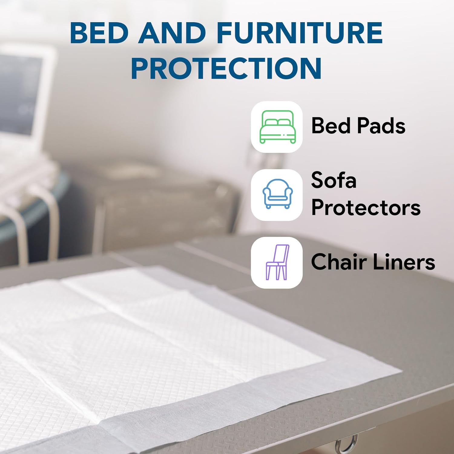 Disposable Incontinence Bed Pads 23" x 36", 150 Pack Case - Light Absorbent Chux Underpads with Fluff Core - Leak Proof Poly Backing, Non-Woven Top Sheet - Overnight Moisture and Odor Lock
