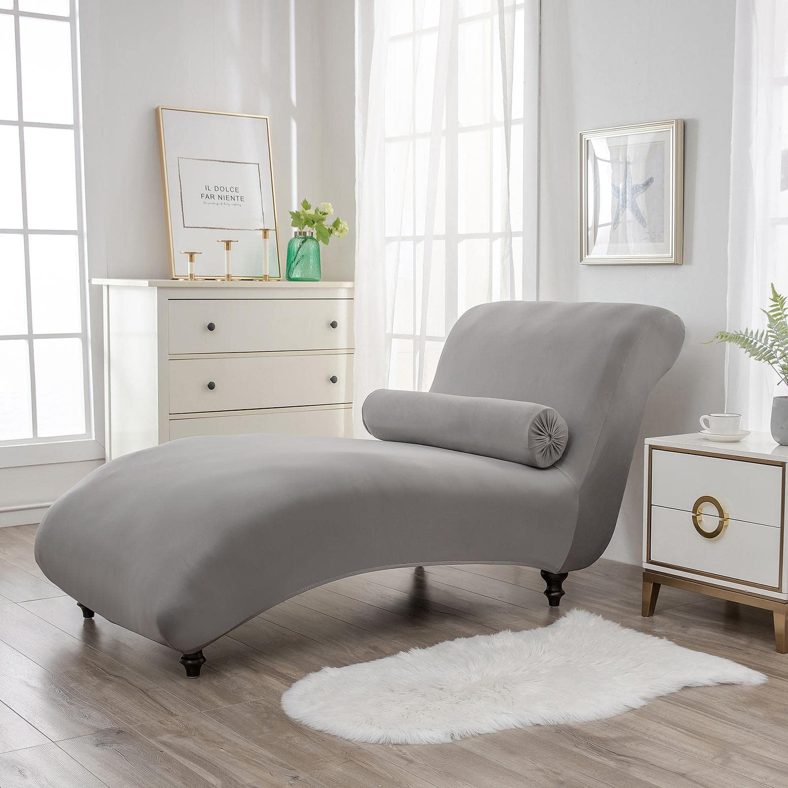 Coprisedia, Coprimaterasso Elasticizzato, Coprimobili, in Spandex, Lavabile, per Camera da Letto, Soggiorno, Uso Quotidiano, Grigio
