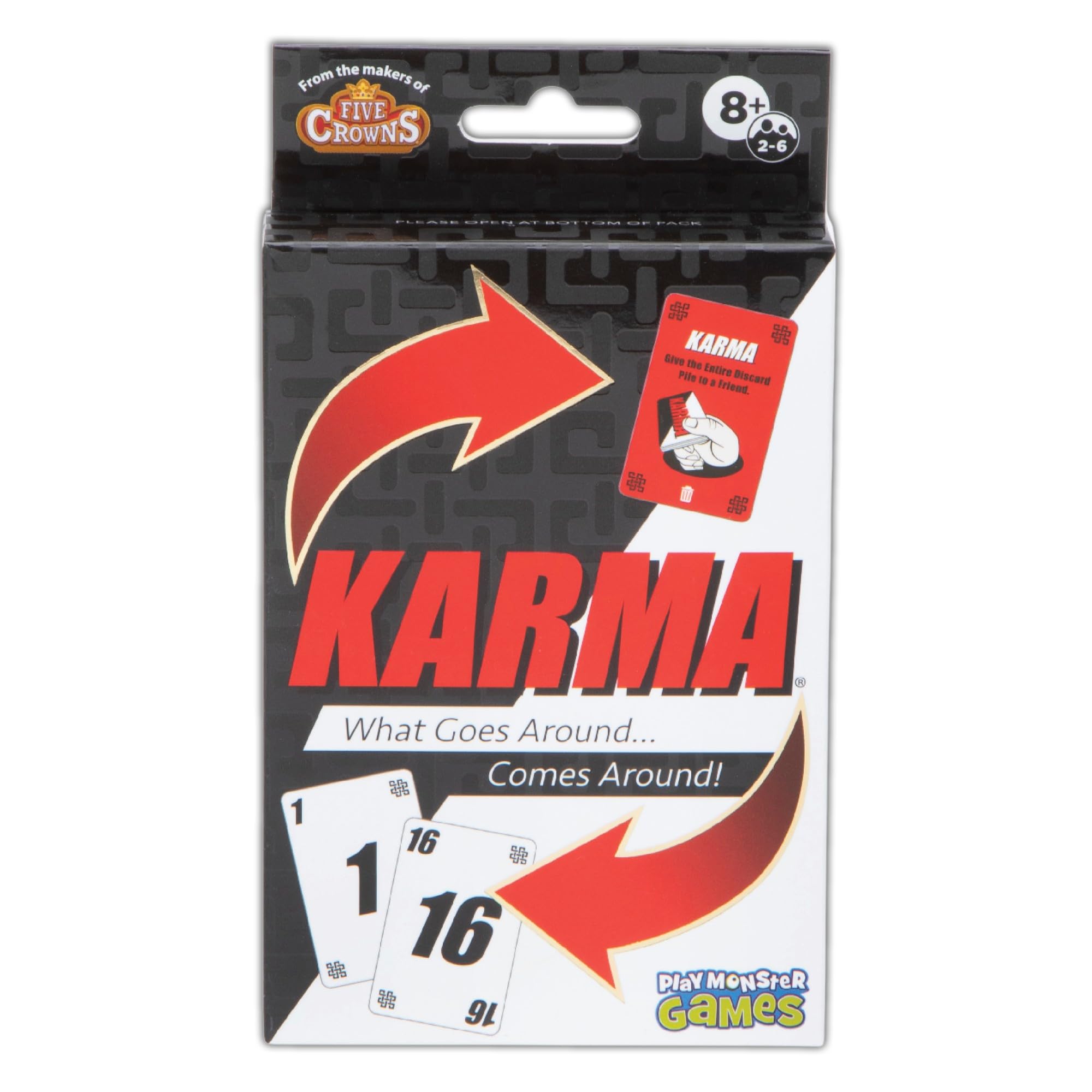 PlayMonster Giochi - Gioco di carte Karma (pacchetto verticale) - Cosa va in giro... Viene intorno! - Un gioco di eliminazione dai creatori di cinque corone, 2-6 giocatori dai 8 anni in su