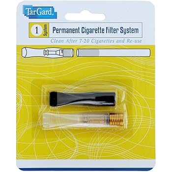 Tar Gard Permanent Filter System Reusable Cigarette Filter (1 Black Mouthpiece, 1 Clear Mouthpiece, Metal Filter)