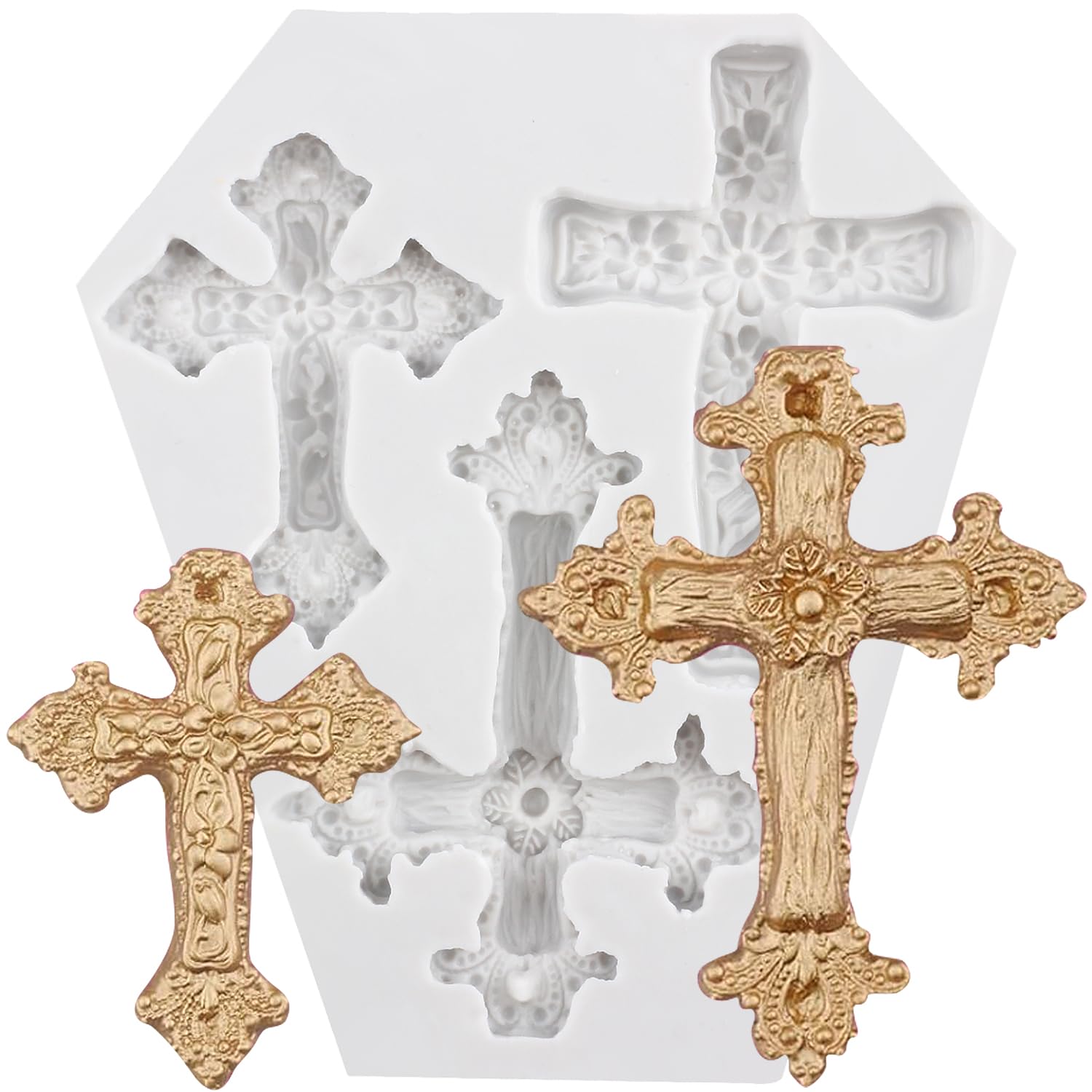 MINFEIDMS Cross Moulds Cross Silicone Moulds Cross Fondant Mould for Cake Decoration Cupcake Topper Chocolate Candy Sugar Craft Gum Paste Polymer Clay