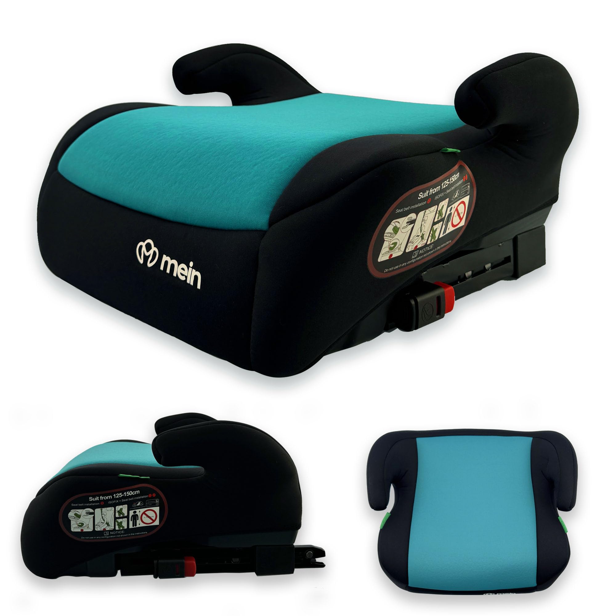 Mein Rialzo Auto per Bambini I-size con ISOFIX Alzatina auto bimbi 125-150 cm Rialzo auto per bimbi 22-36kg Seggiolino auto gruppo 2-3 (6-12 anni) (VERDE)