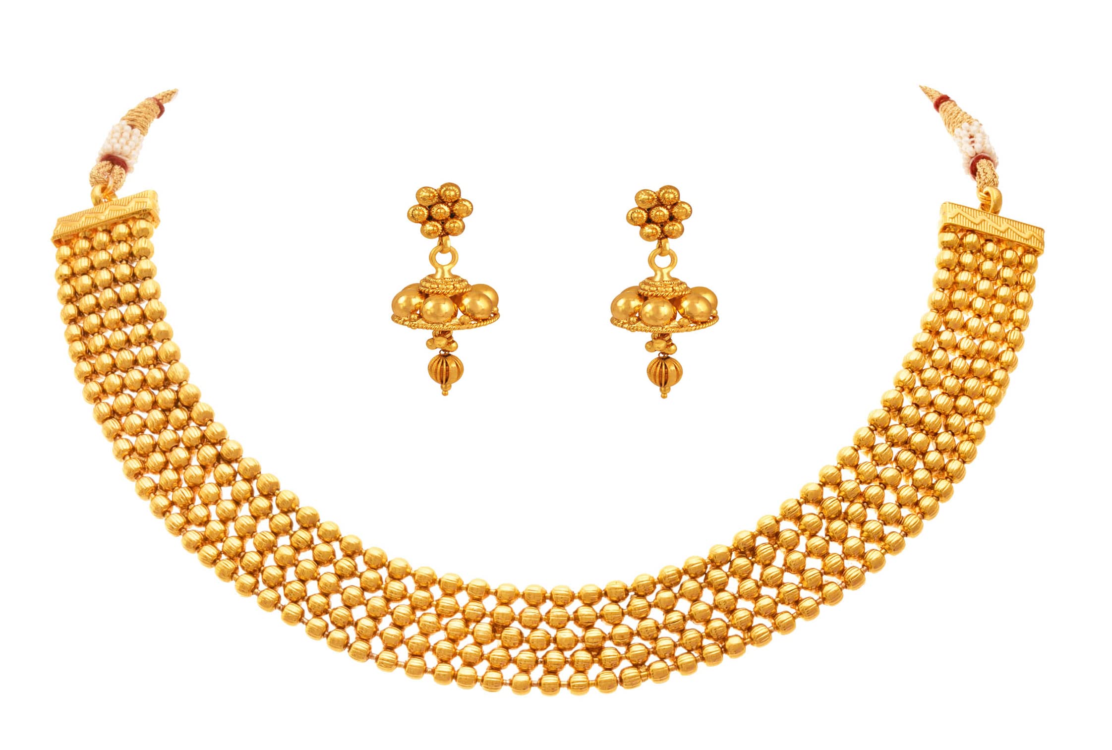 JFLJewellery for Less Traditional Ethnic One Gram Gold Plated Beaded Necklace Set with Earring for Women and Girls