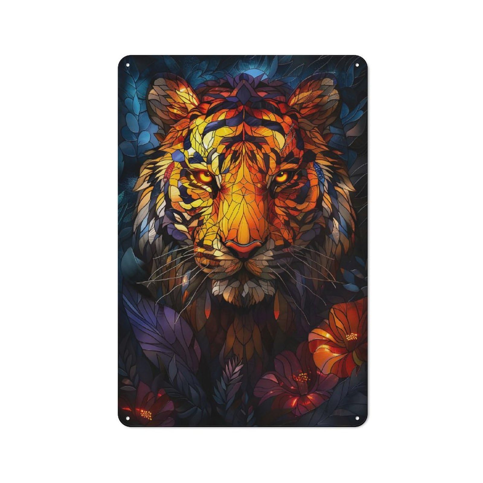 Junmoney Abstract Tiger Retro Tin Wall Plaque 30X20cm For Home Office Or Studio, Wall Decoration For Home Offices And Studios