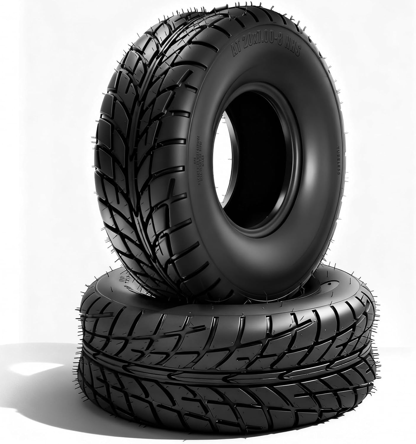 TRIBLE SIX 20x7-8 ATV/UTV Tires, 20x7x8 All-Terrain Mud & Trail Tires, 6PR Tubeless, Puncture Resistant, Directional Tread, Set of 2