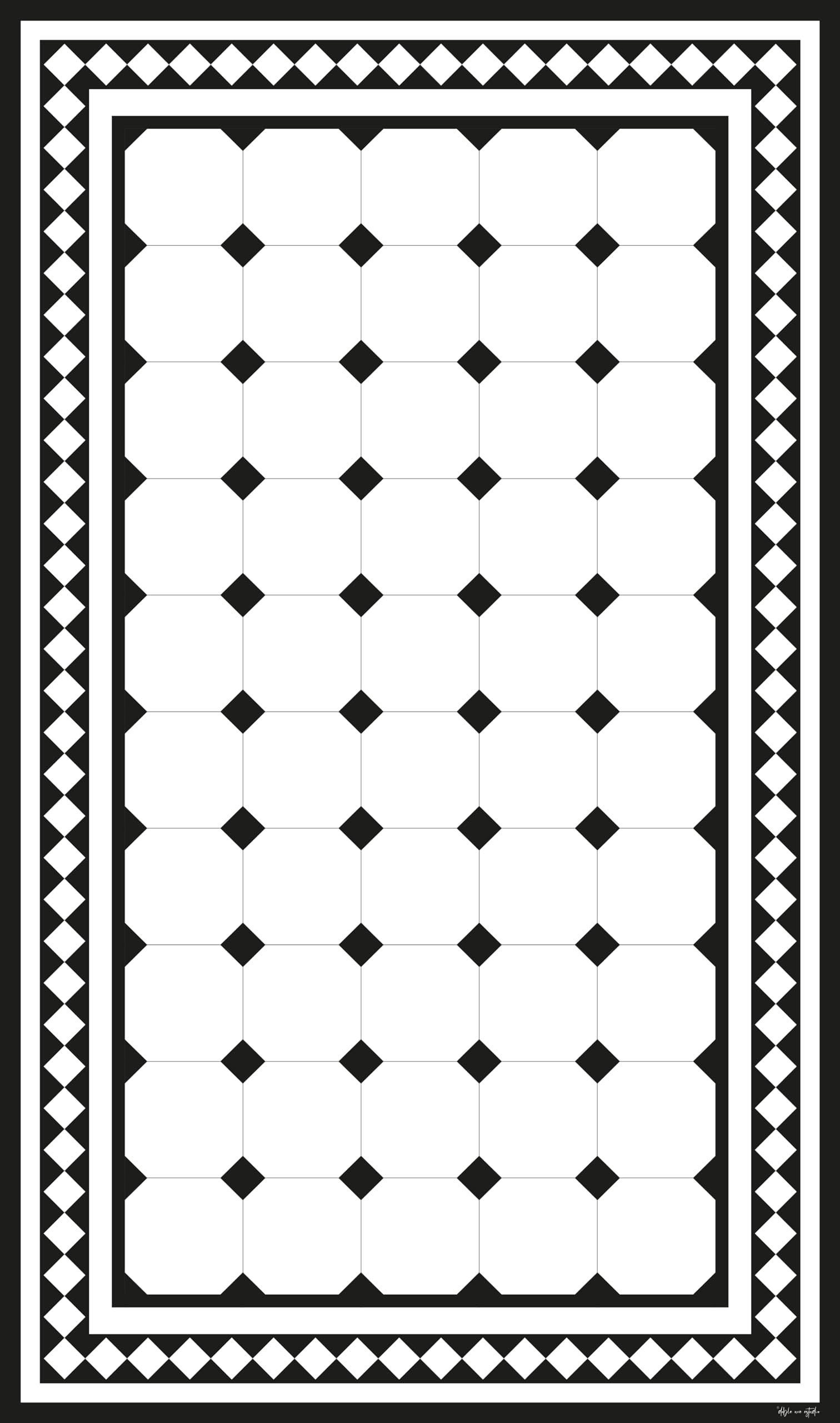 DobleUve Estudio Alfombra Vinílica Victorian | Negro | 50x100 | Alfombra Cocina Lavable Antideslizante | Alfombra Vinilo Salón | Alfombra PVC | Suelo de Vinilo