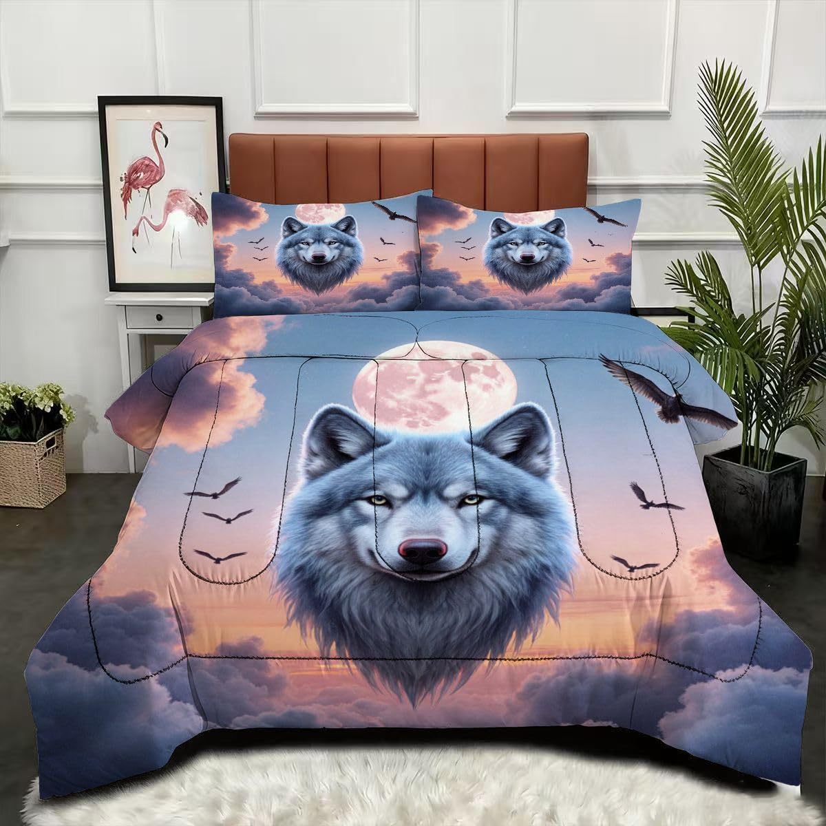 Couette 3D Animaux Loup 200x200 cm avec motif imprimé haute définition